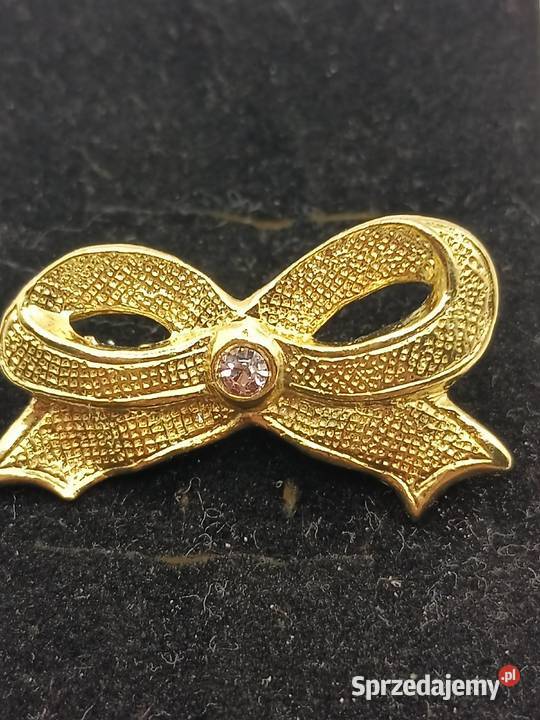 BIŻUTERIA BROSZKA PIĘKNA KOKARDA KOLORU ZŁOTEGO Ozdoby