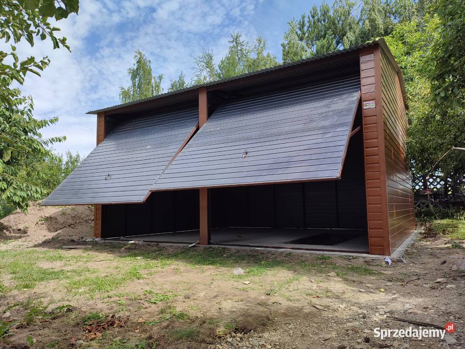Garaż blaszany z boczną wiatą Strzelin