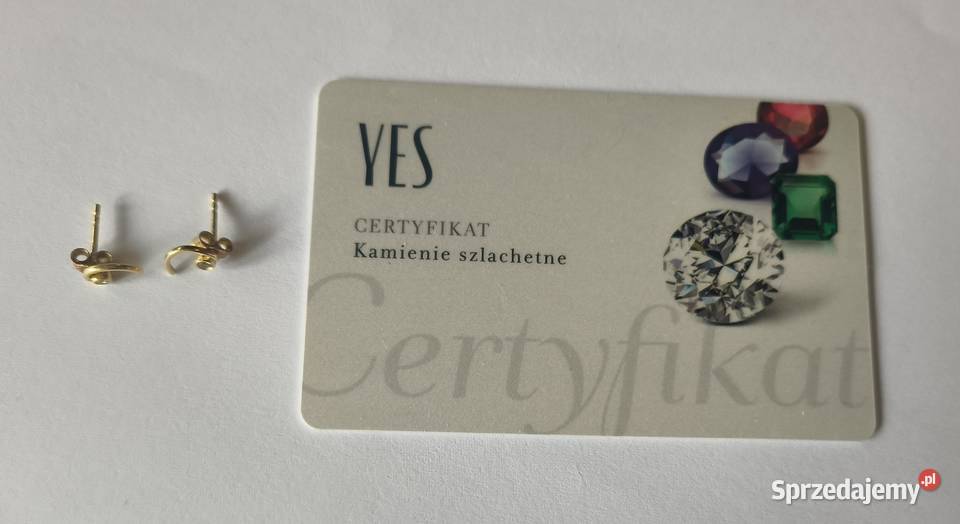 Kolczyki Yes złoto 585 z diamentami certyfikat Myślenice