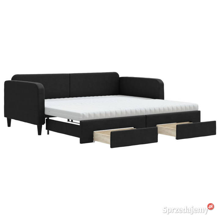 Sofa rozsuwana z szufladami czarna 100x200 Warszawa