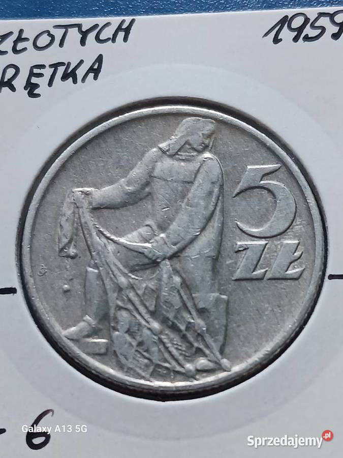 5 Złotych Rybak 1959 r 6 Skrętka Piękne Konin