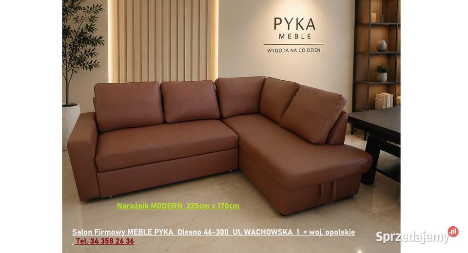 Nowy Narożnik Modern SKÓRA NATURALNA 225 x 170 Olesno
