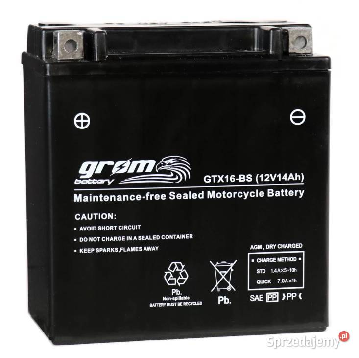 Akumulator motocyklowy GROM GTX16BS YTX16BS 12V Starogard Gdański