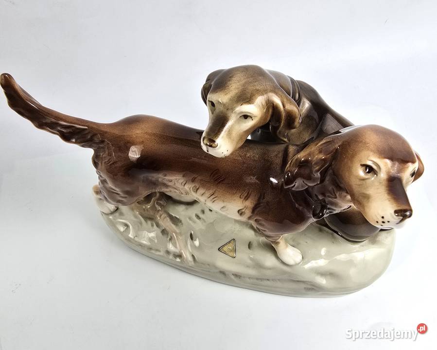 Podwójna figurka psy myśliwskie Royal Dux Bronisze