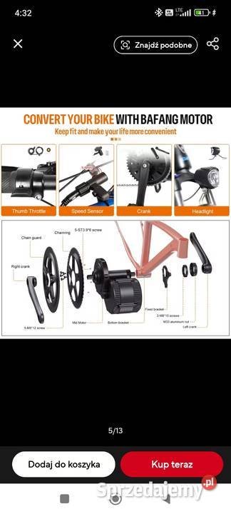 Zestaw do konwersji roweru na elektryczny Sport i Wypoczynek sprzedam