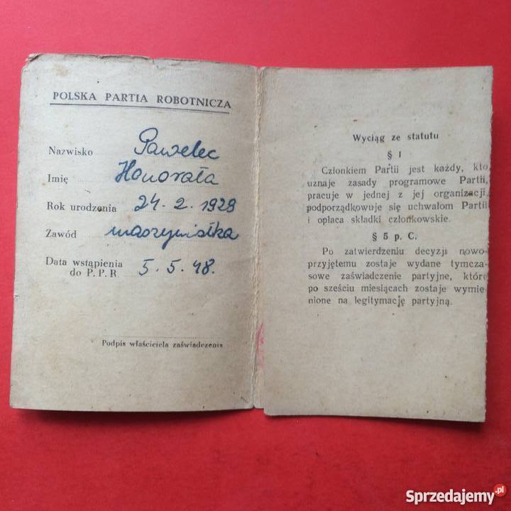 735 Tymczasowe Zaświadczenia Partyjne PPR zachodniopomorskie Szczecin