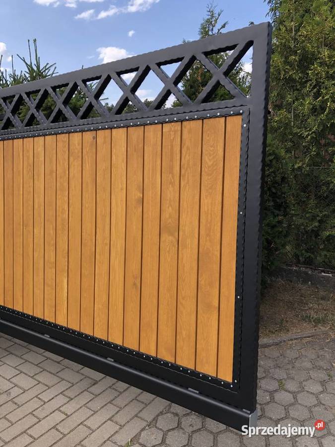Brama wjazdowa przesuwna drewno metal kuta Bramy Jelenia Góra