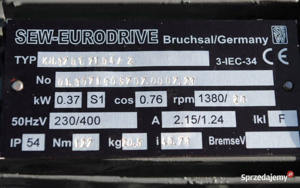 Motoreduktor kątowy 037kw 28obrmin firmy SEW Kargowa