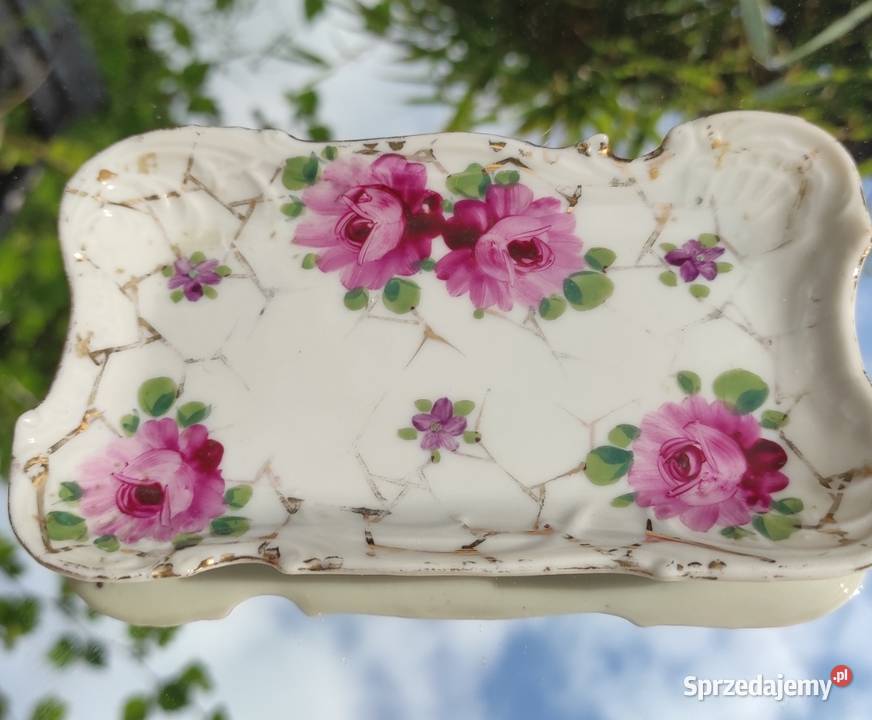 Zabytkowa porcelanowa taca na biżuterię na Porcelana i szkło łódzkie Pabianice