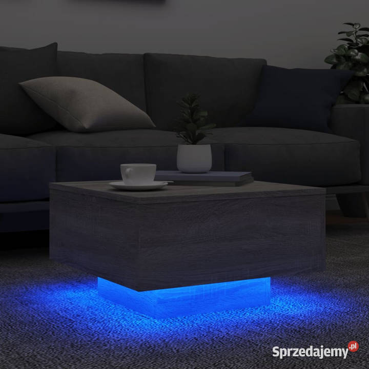 Stolik kawowy z LED szary dąb sonoma 55x55x31 Warszawa sprzedam