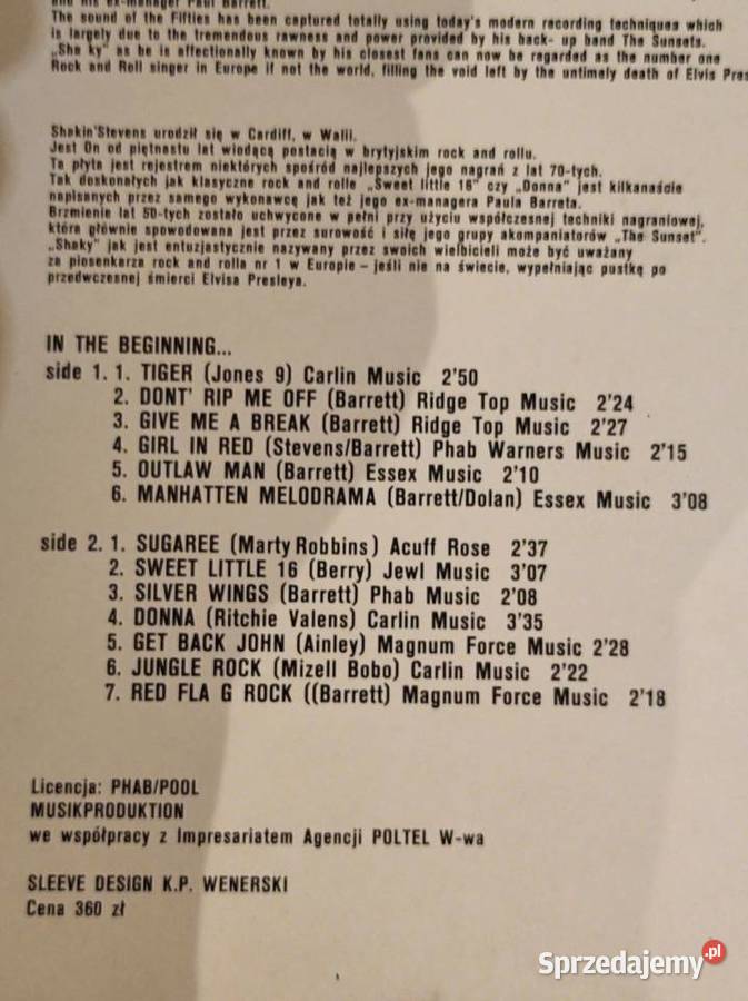 1980 Shakin Stevens And The Sunsets In The płyta winylowa