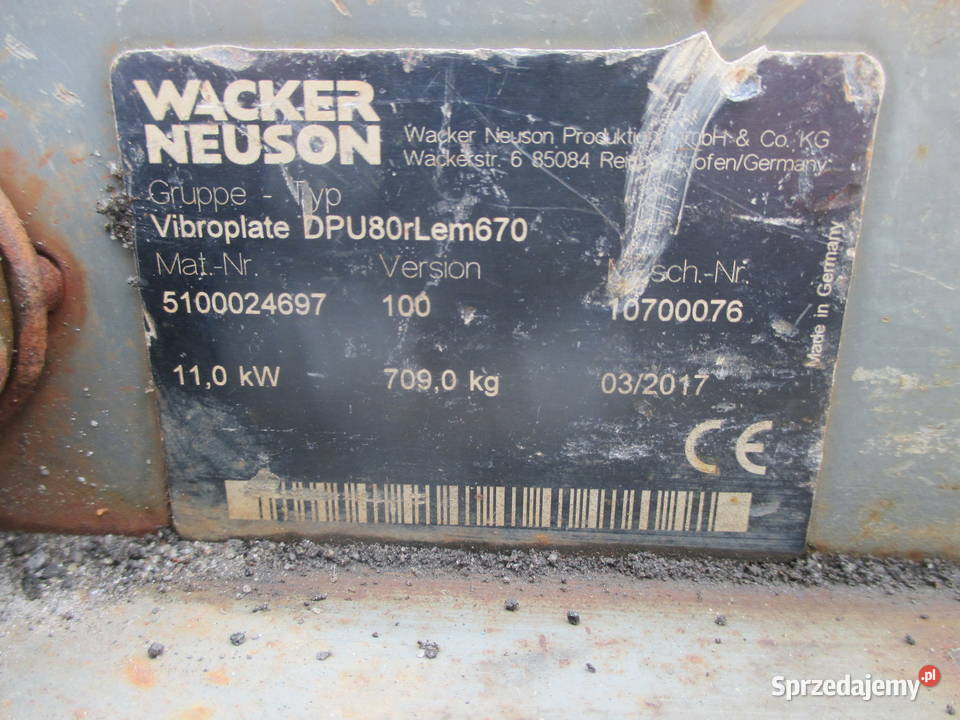 Zagęszczarka rewersyjna Wacker Neuson DPU80r Pleszew