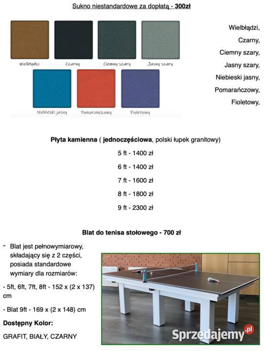 Stół Bilardowy Modena 7 ft śląskie