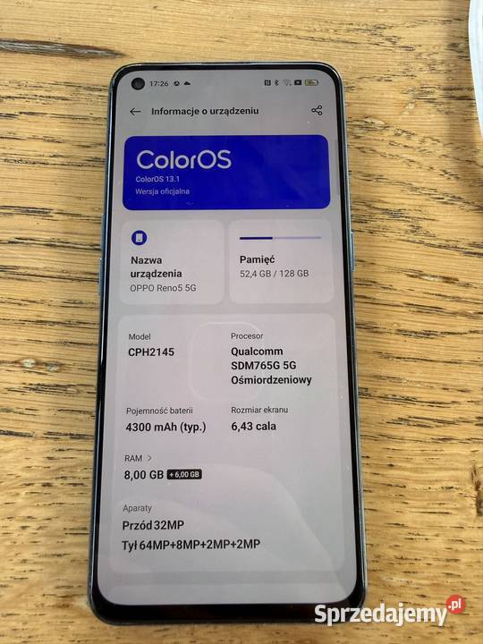 Oppo Reno 5 5G 128 GB niebieski Gliwice