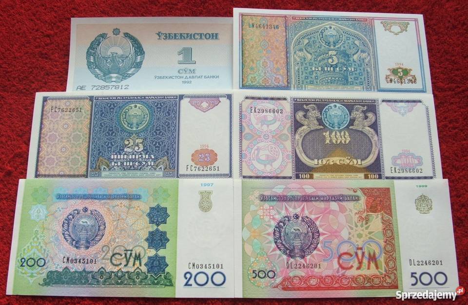 UZBEKISTAN Kolekcjonerskie Banknoty Zestaw 6 Katowice