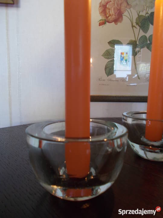 KompleT świeczników Vintage PRL grube szkło Szczecin sprzedam