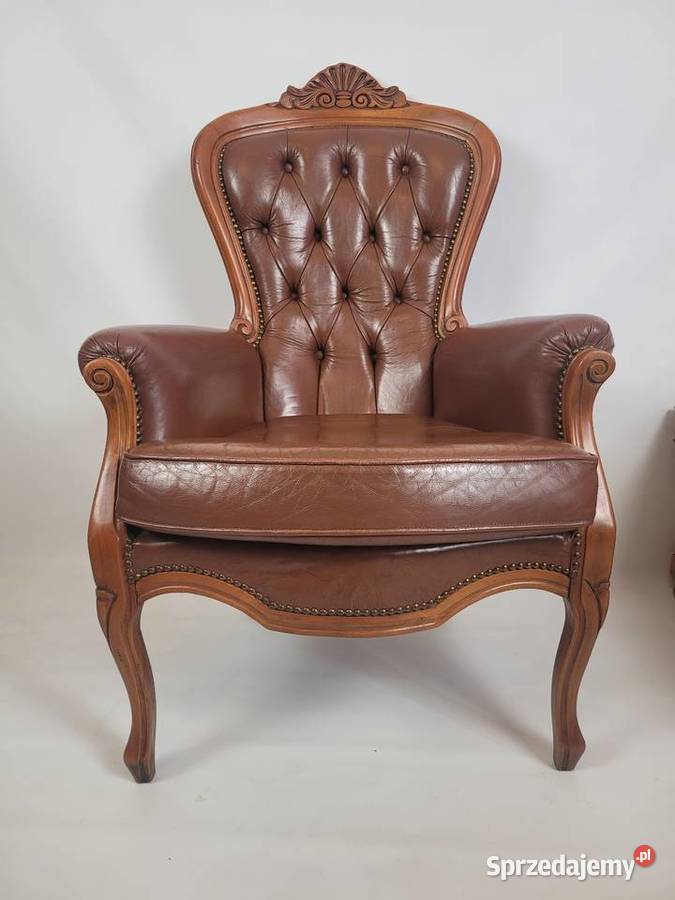 Fotel skórzany w stylu Ludwika Białogard