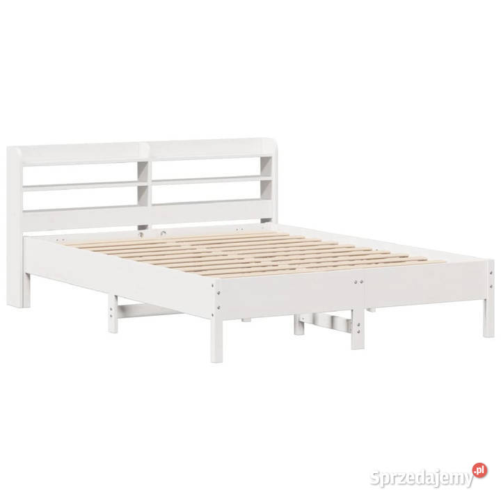 Rama łóżka bez materaca biała lite drewno 150cm Meble mazowieckie