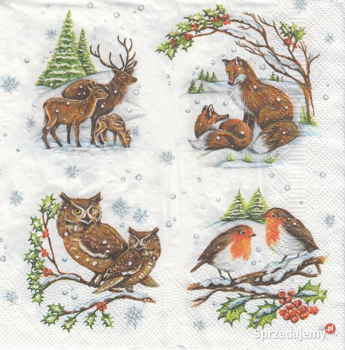 Dekupaż Boże Narodzenie zima ptaszki sikorki Rękodzieło świętokrzyskie Skarżysko-Kamienna sprzedam