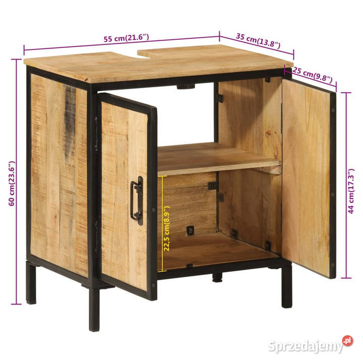Szafka pod umywalkę 55x35x60 lite drewno mango i mazowieckie Warszawa