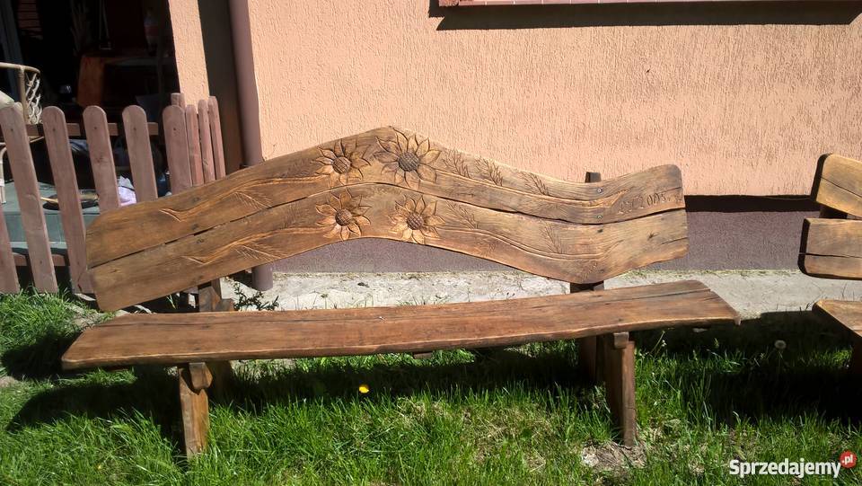 Sprzedam komplet ogrodowy dębowy rzeźbiony kujawsko-pomorskie Lipno sprzedam