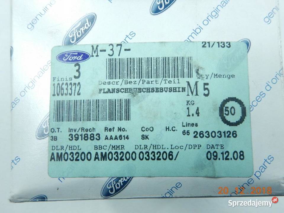 TULEJA WAHACZA PRZEDNIEGO FORD FIESTA 9601 PUMA