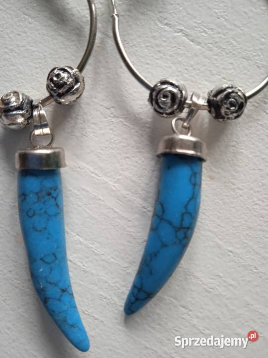 TURKUSOWE OKAZAŁE KOLCZYKI Piła