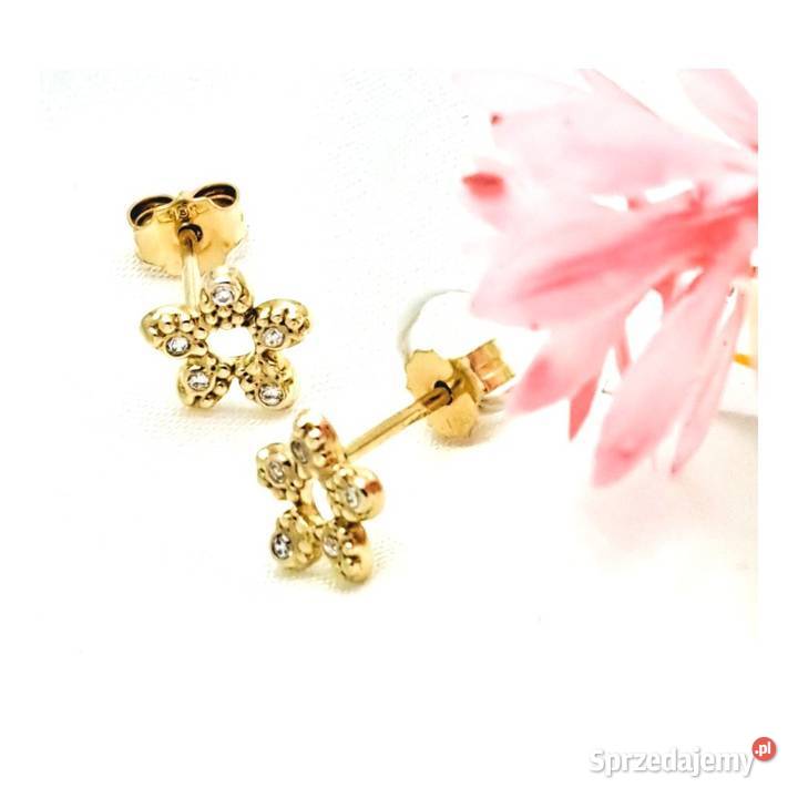 Kolczyki Złote pr585 Kwiatki sztyft Z149 Poznań