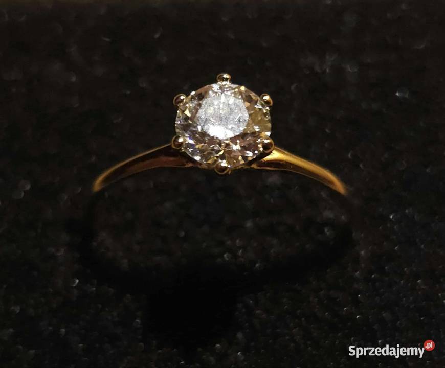 Nowy Pierścionek z Diamentem 061ct Zaręczynowy z złoto