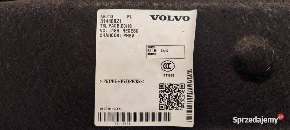 VOLVO XC40 WYKŁADZINA BAGAŻNIKA 31440921
