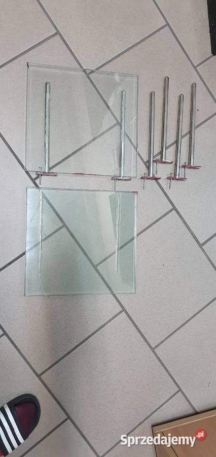 Szklane półki na chromowanych wspornikach 28cm Łódź