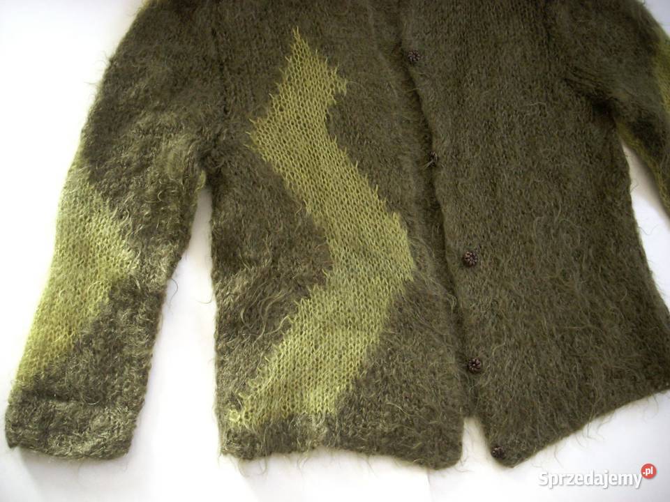 Sweter Moherowy Robiony na Drutach XL Rozpinane  Swetry i golfy Nowy Sącz