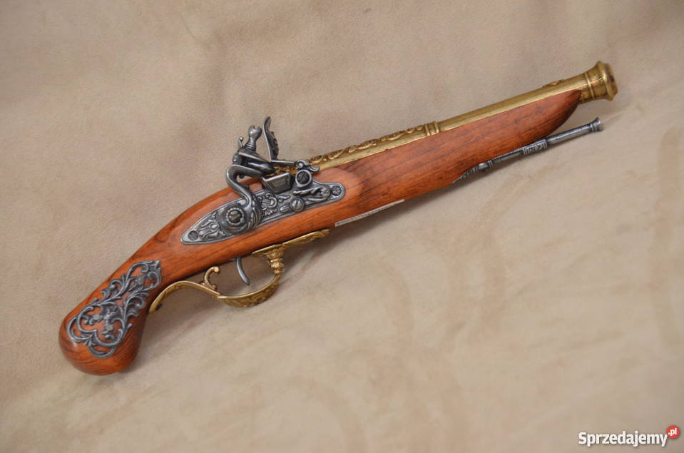 Replika broni brytyski pistolet skałkowy XVIIIw Środa Wielkopolska