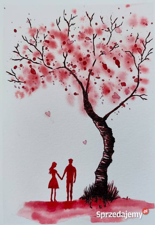 Akwarela Akwarelka Obraz pt Miłość w oprawie Warszawa