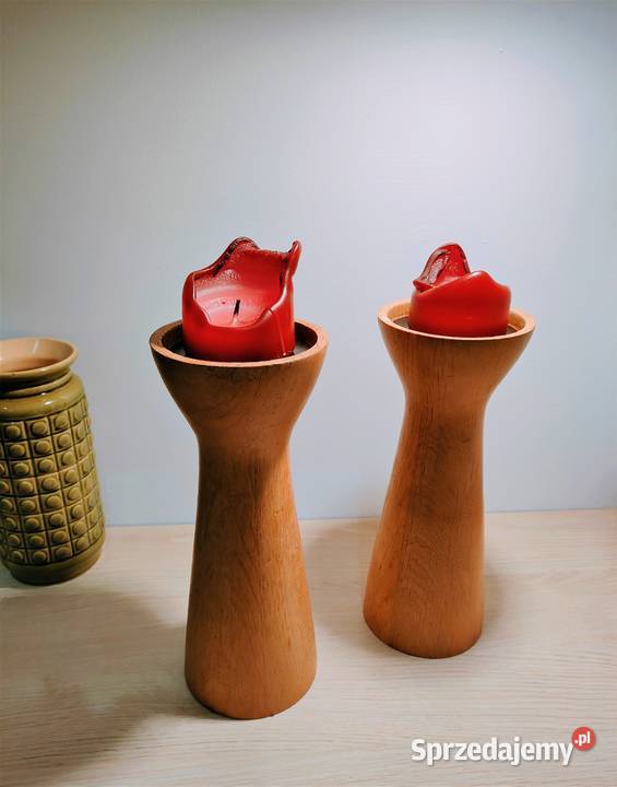 Świeczniki drewno twarde komplet