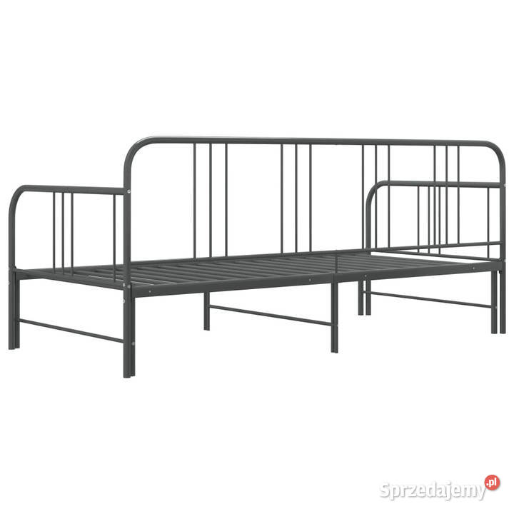 Sofa z wysuwaną ramą łóżka szara metalowa 90x200 Warszawa