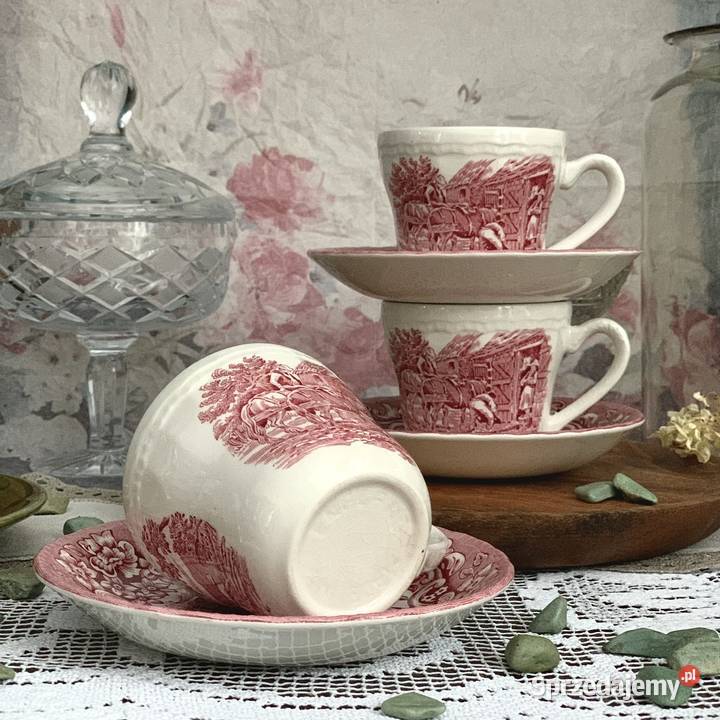 Filiżanki Royal Tudor Ware różowa porcelana Myszków sprzedam