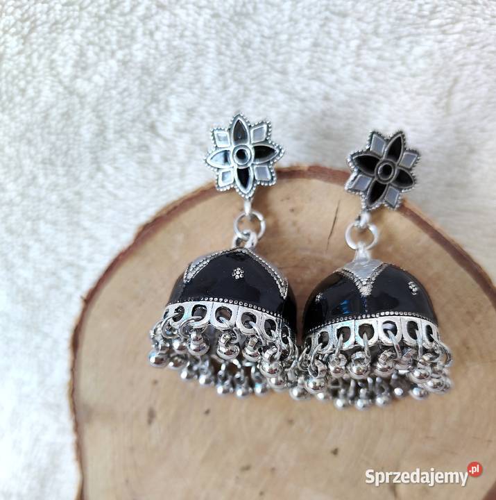 Kolczyki dzwonki jhumki jhumka czarny kolor Szczecin sprzedam