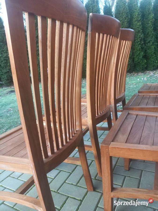 Krzesła tekowe drewniane 2 kolonialne twarde Gawroniec