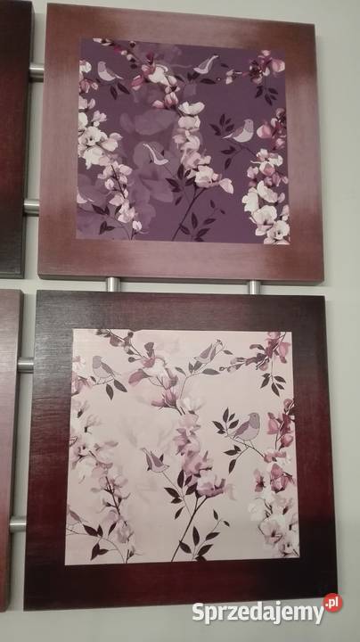 Cztery obrazy łączone stelaż drewno Malarstwo wielkopolskie Zalasewo