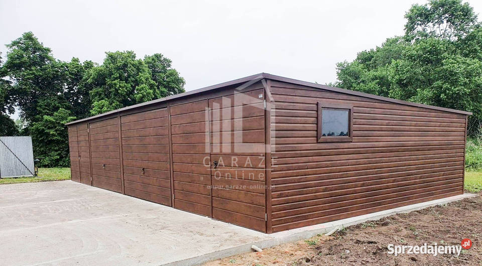 GARAŻ BLASZANY 12m x 5m spad tył 4x Brama ciemny sprzedam