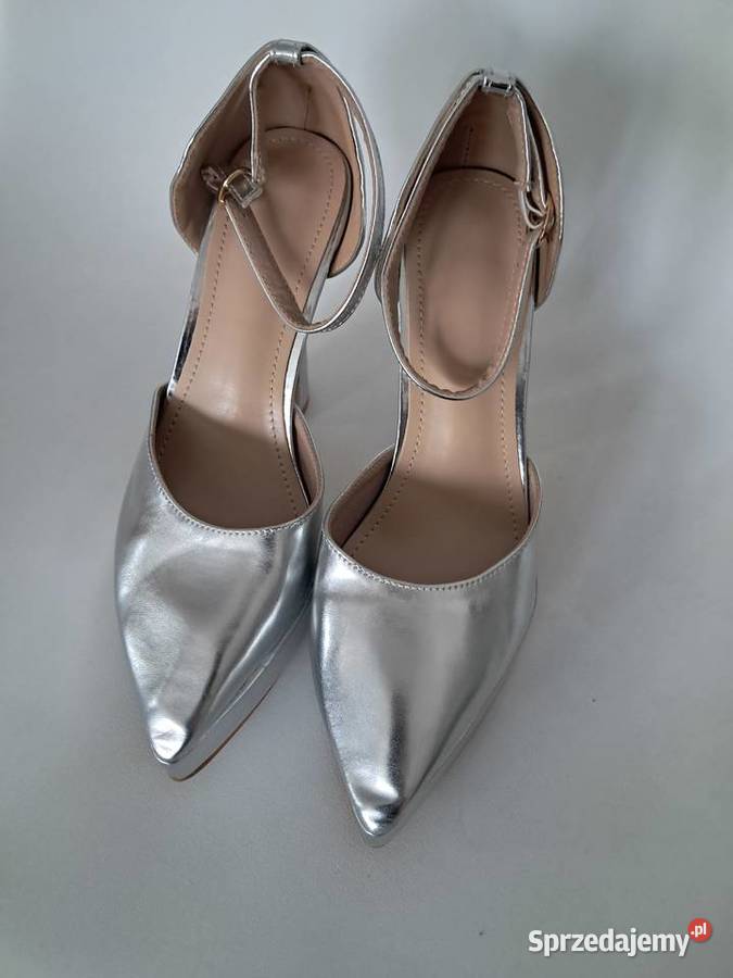nowe srebrne buty na obcasie rozmiar 38 brak Sandomierz