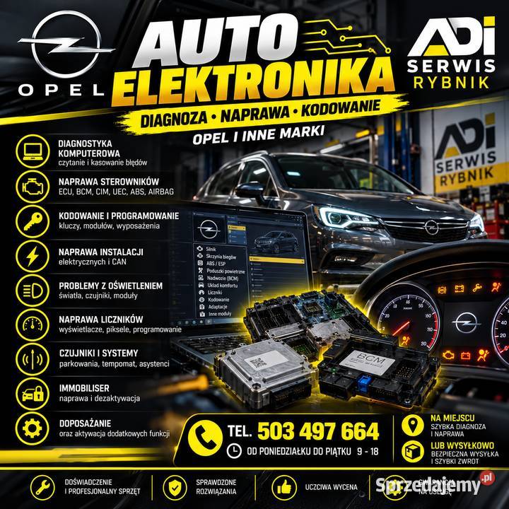 Opel Chevrolet elektronika chiptuning kodowanie Naprawa i warsztat Rybnik
