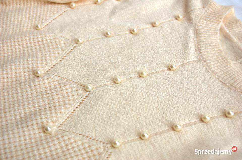 Sweter damski z wełną 34 XS ecru kremowobiały z Rozmiar 34(XS) Lublin