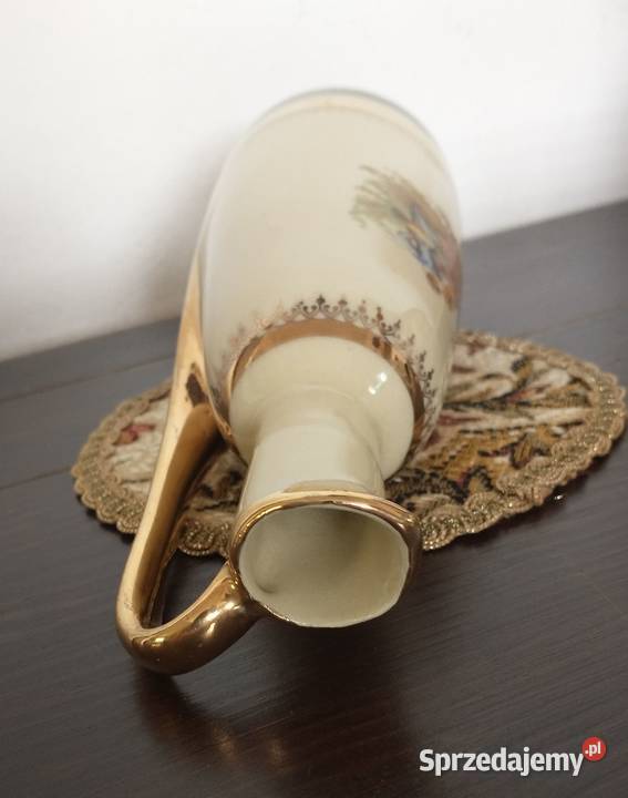 Karafka porcelanowa pozłacana z zestawu Krotoszyn