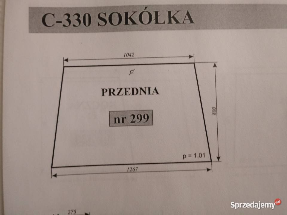 Szyba przednia 1267mm1042mm800mm do Ursus C330 C mazowieckie