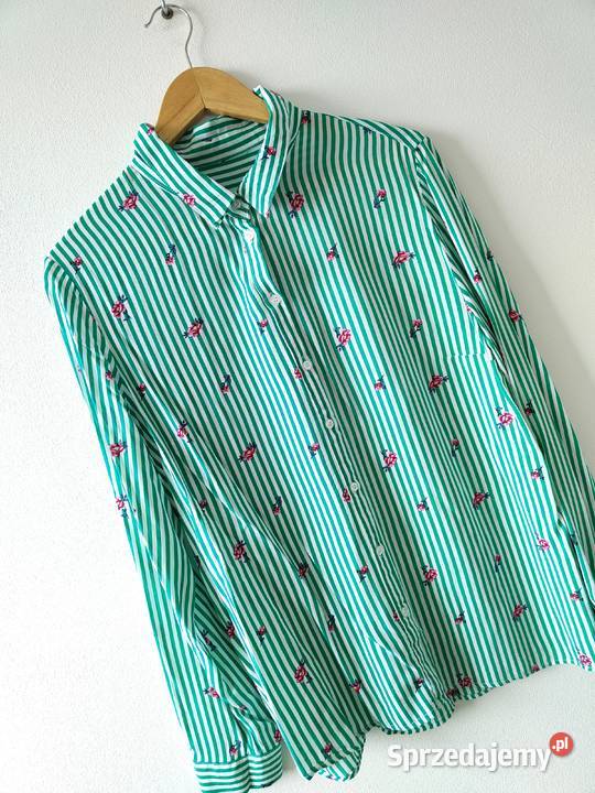 Koszula w paski zielone Kwiaty Floral Vintage 42 podkarpackie sprzedam