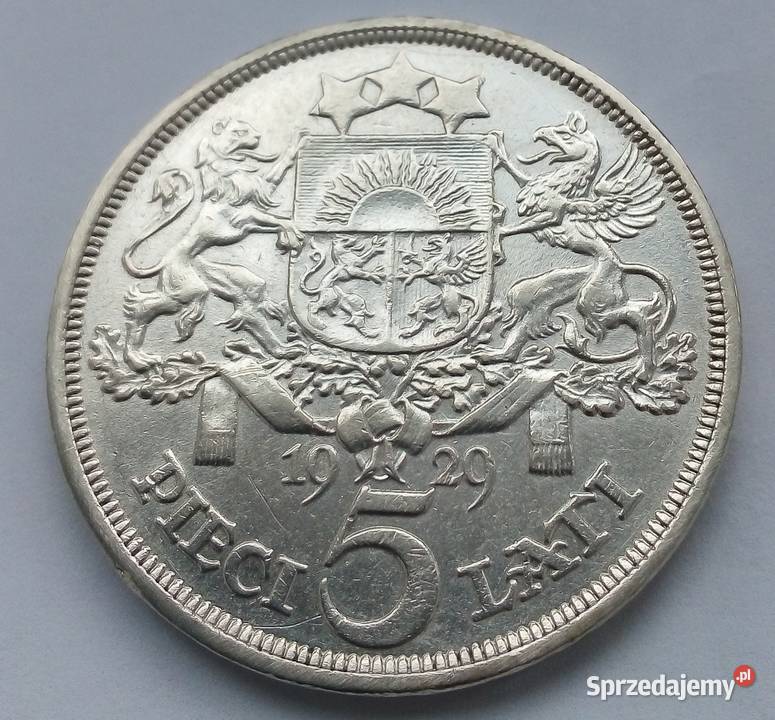 ŁOTWA 5 ŁATÓW1929 r ŁADNA SREBRO0835 Legionowo