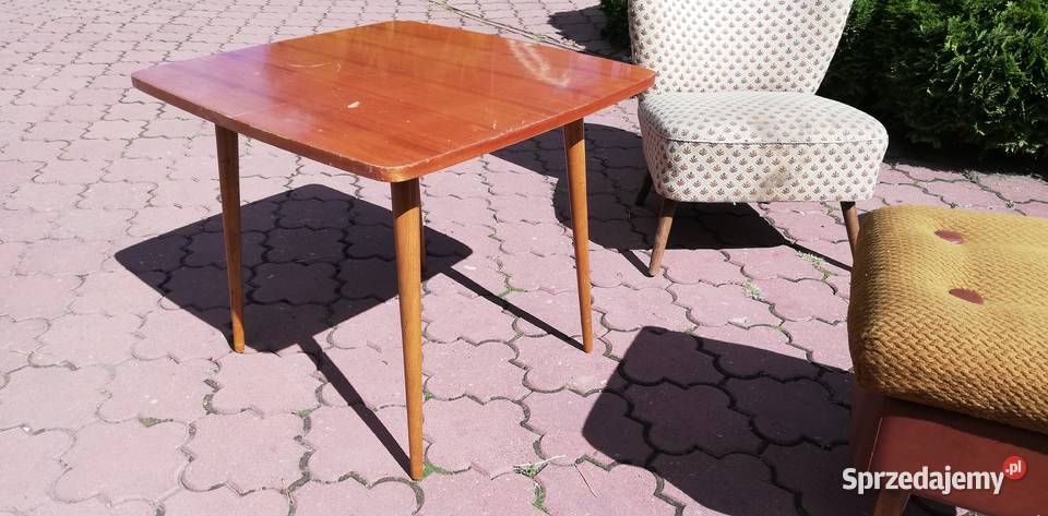 Stolik okrągły PRL art deco kawowy