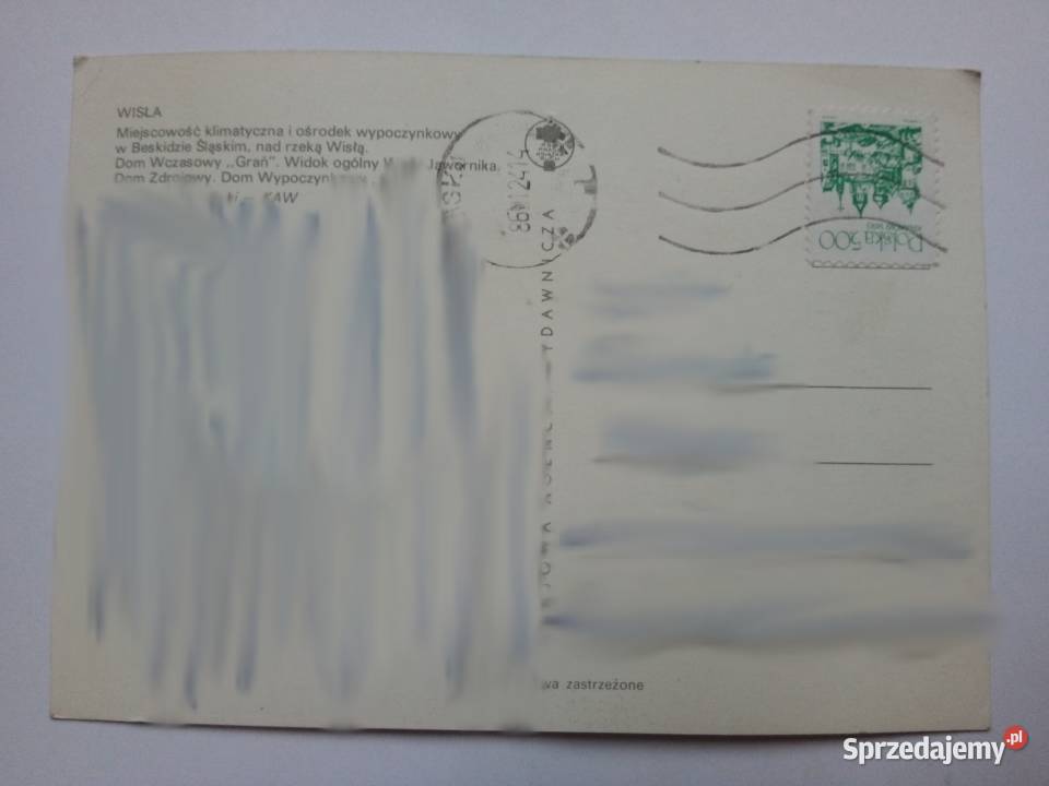 Pocztówka Wisła 1986r Znaczek Dąbrowa Górnicza